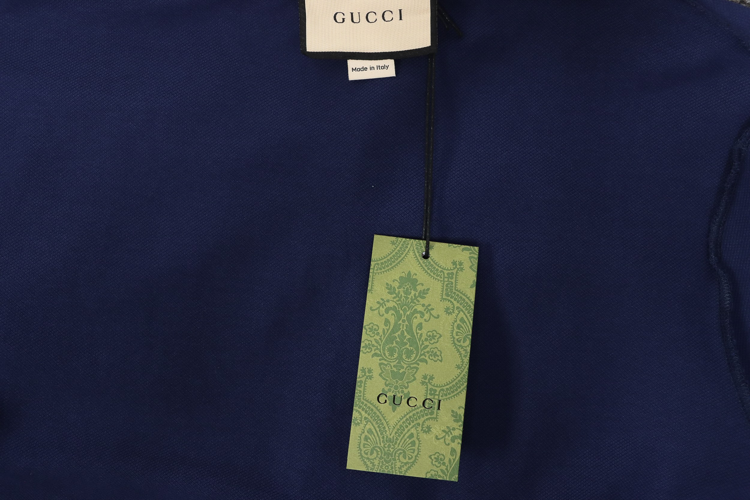 Gucci 23ss classic pocket embroidered double G Polo short sleeve blue