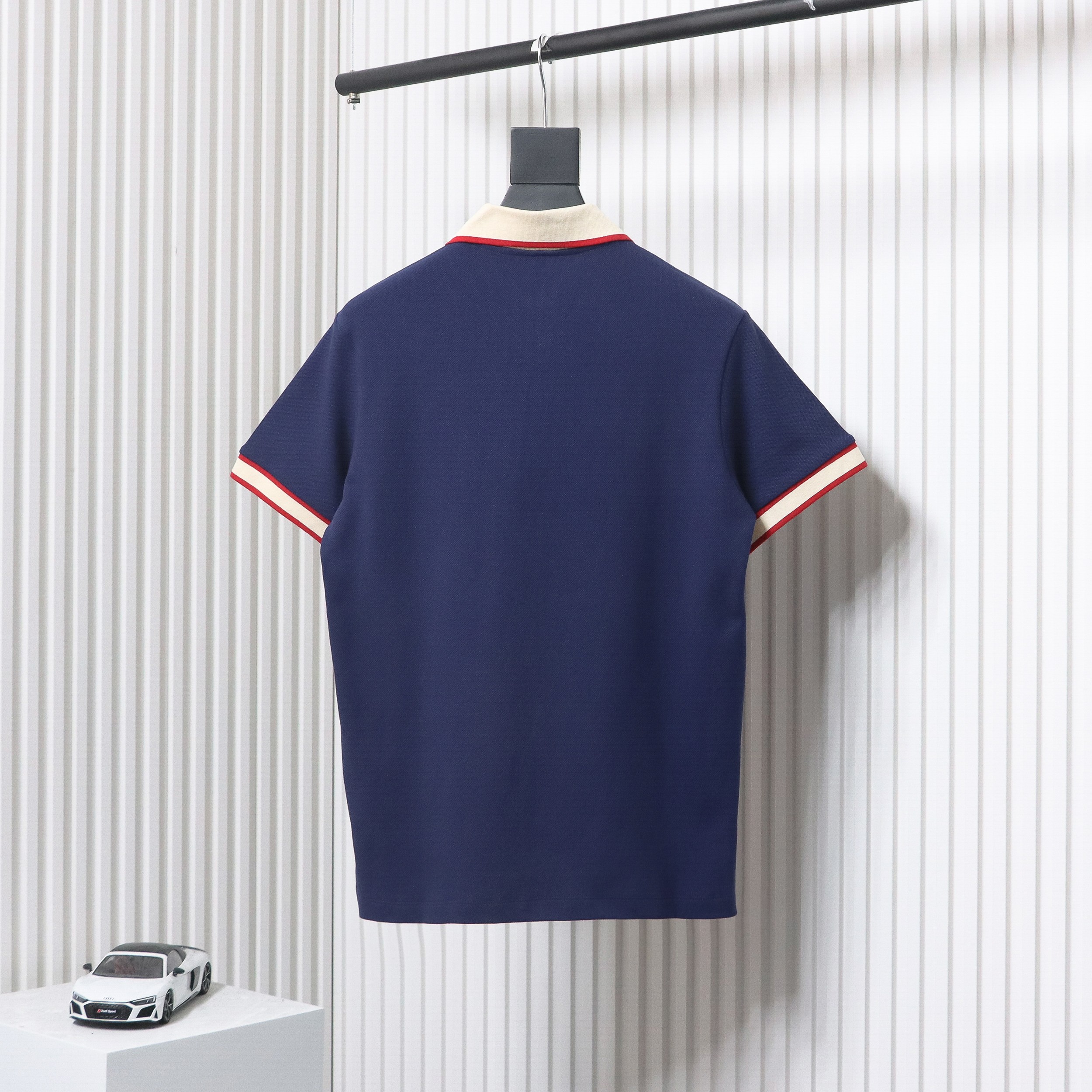 Gucci 23ss classic pocket embroidered double G Polo short sleeve blue