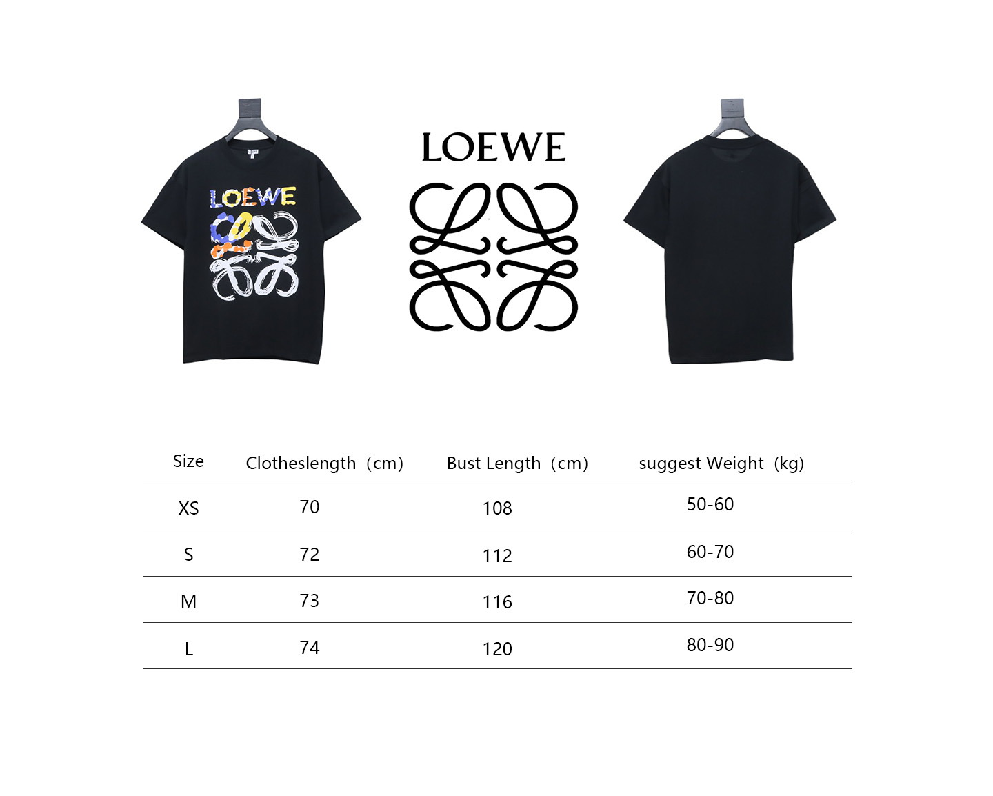 Loewe 25ss graffiti painted letter logo print short sleeve T-shirt black