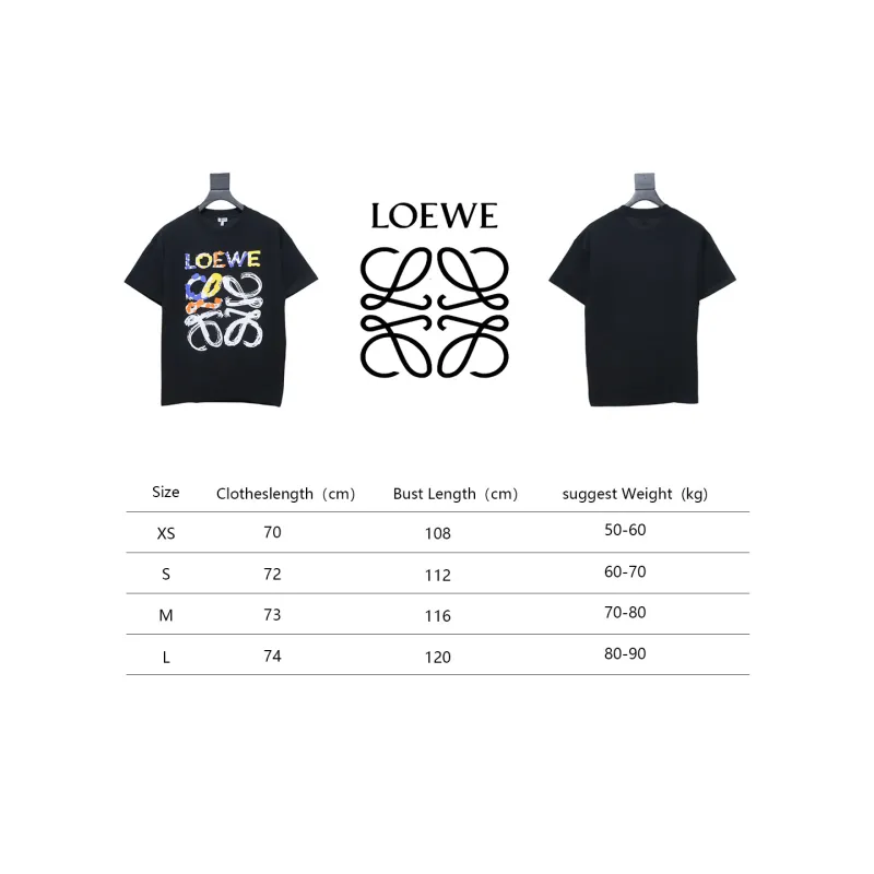 Loewe 25ss graffiti painted letter logo print short sleeve T-shirt black