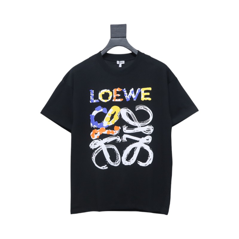 Loewe 25ss graffiti painted letter logo print short sleeve T-shirt black