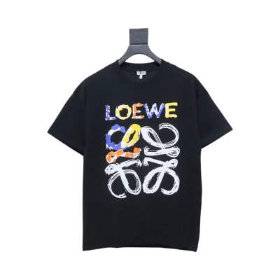Loewe 25ss graffiti painted letter logo print short sleeve T-shirt black 01