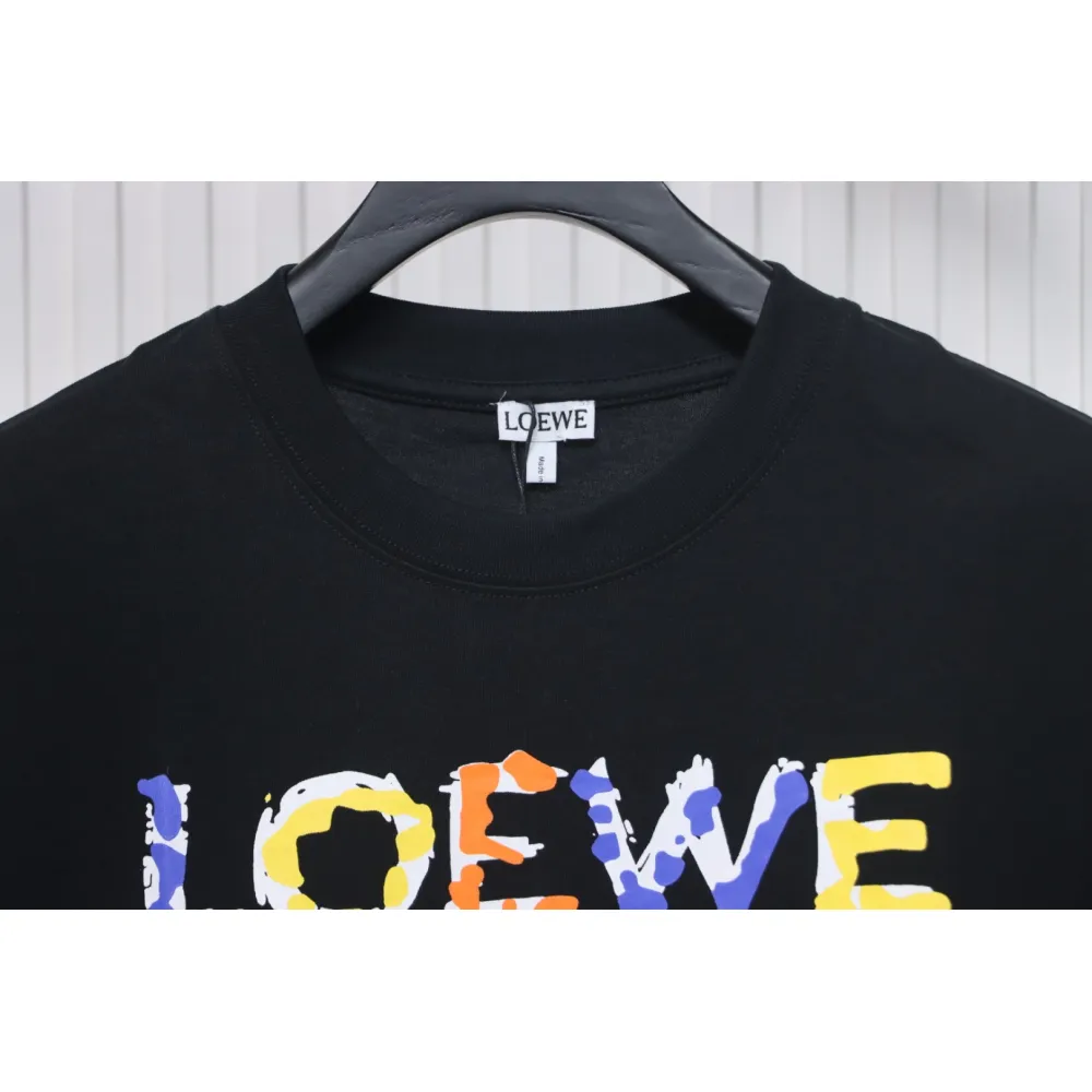 Loewe 25ss graffiti painted letter logo print short sleeve T-shirt black