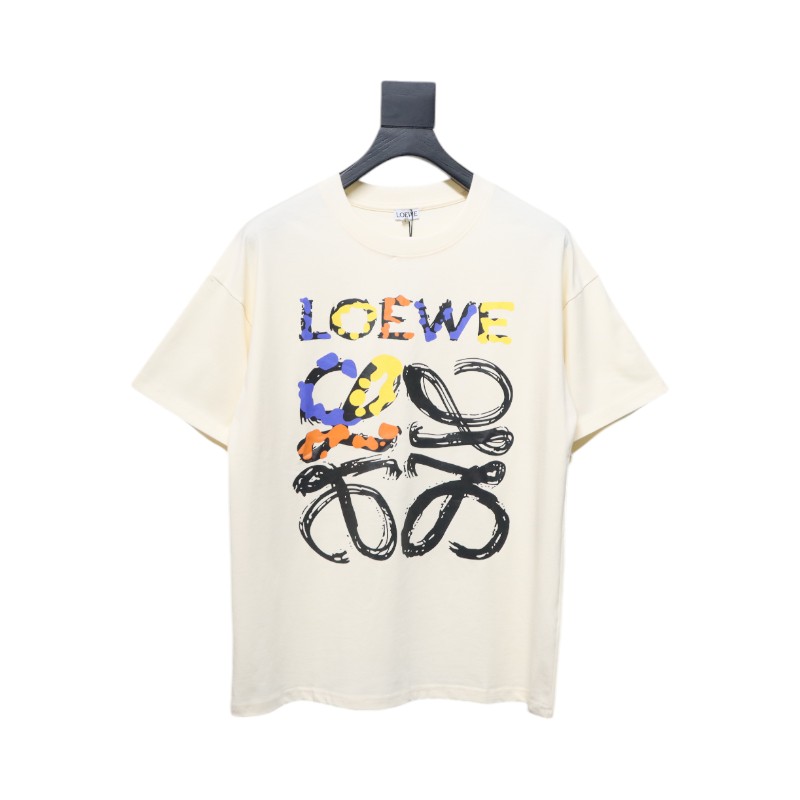Loewe 25ss graffiti painted letter logo print short sleeve T-shirt white