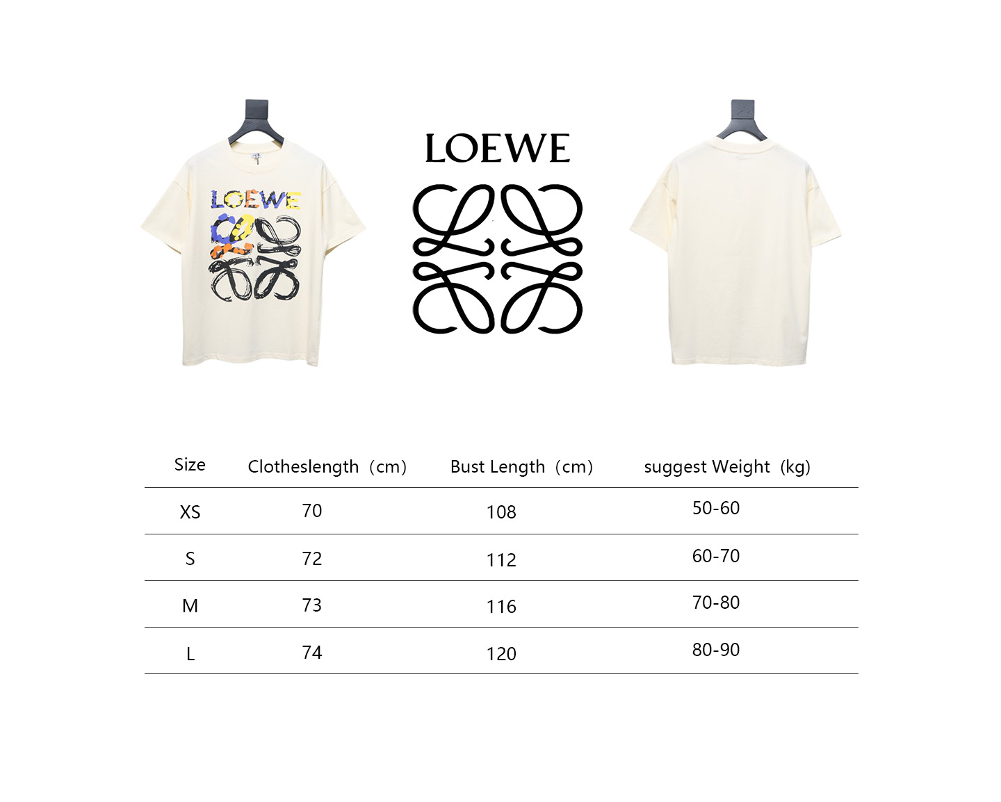 Loewe 25ss graffiti painted letter logo print short sleeve T-shirt white