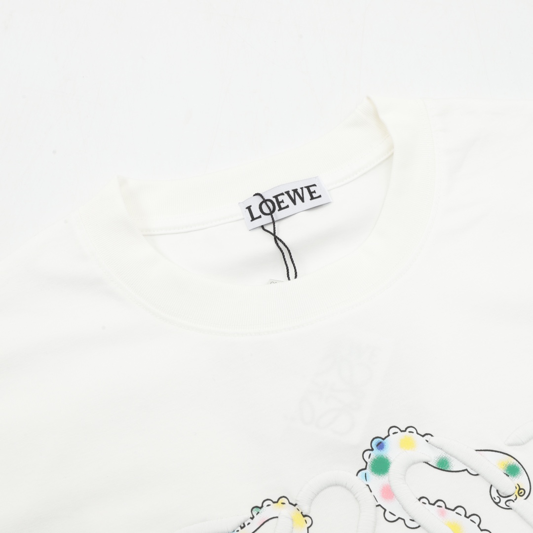 Loewe 25ss Octopus Print and Anagram Embroidered Short Sleeve T-Shirt White