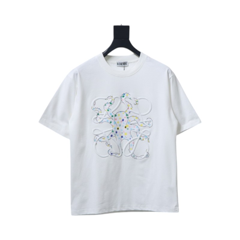 Loewe 25ss Octopus Print and Anagram Embroidered Short Sleeve T-Shirt White