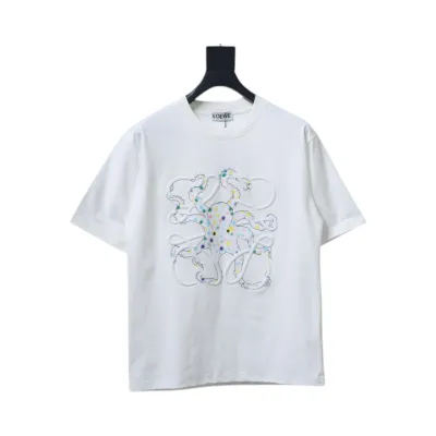 Loewe 25ss Octopus Print and Anagram Embroidered Short Sleeve T-Shirt White 01
