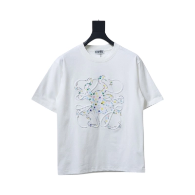 Loewe 25ss Octopus Print and Anagram Embroidered Short Sleeve T-Shirt White 01