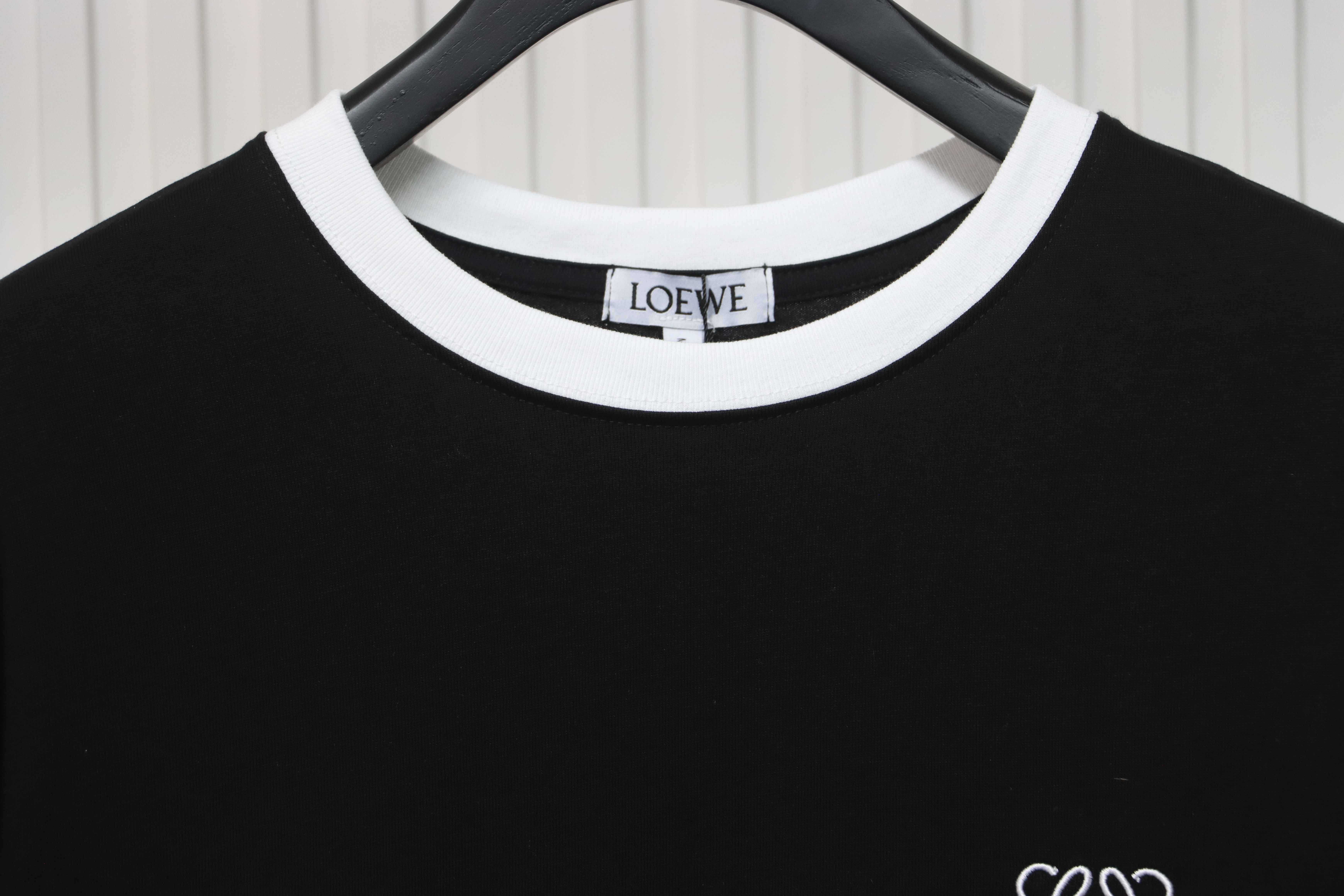 Loewe classic patchwork embroidered small logo short sleeve black