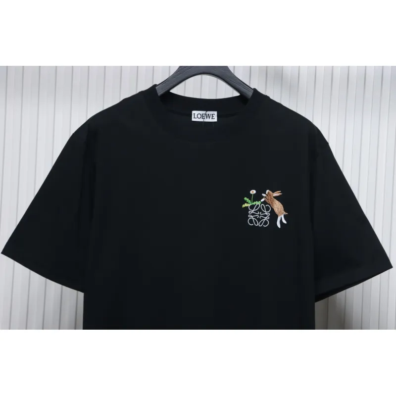 Loewe Suna Fujita co-branded rabbit embroidered short-sleeve black