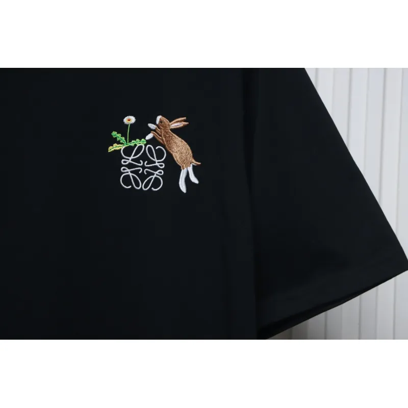Loewe Suna Fujita co-branded rabbit embroidered short-sleeve black