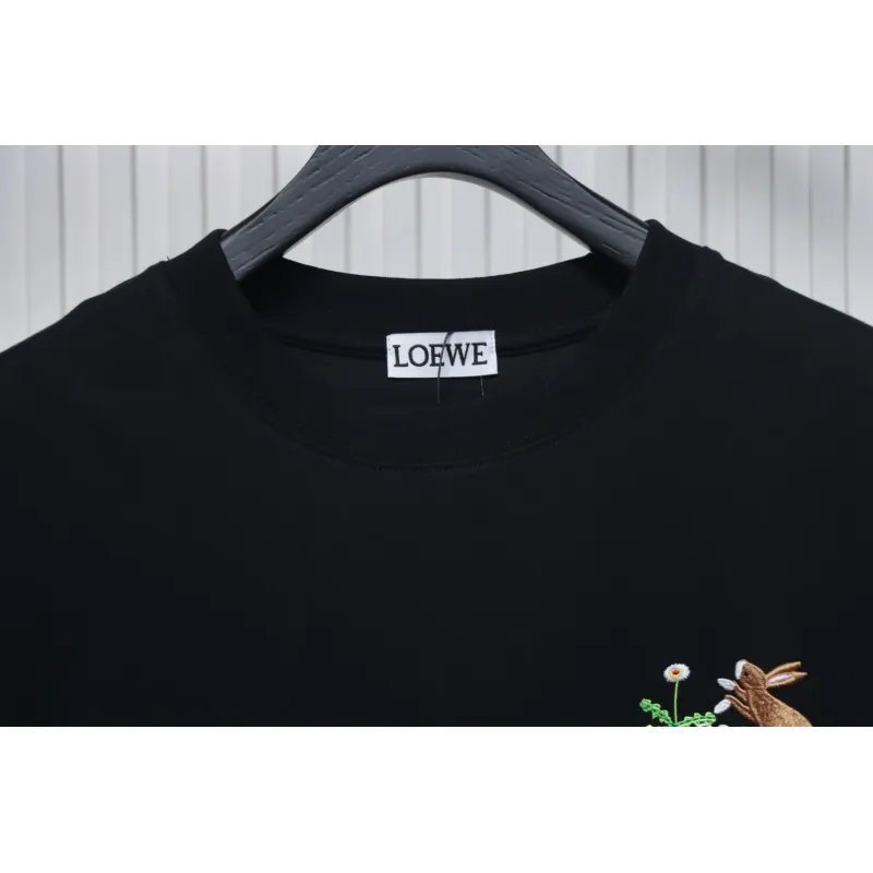 Loewe Suna Fujita co-branded rabbit embroidered short-sleeve black