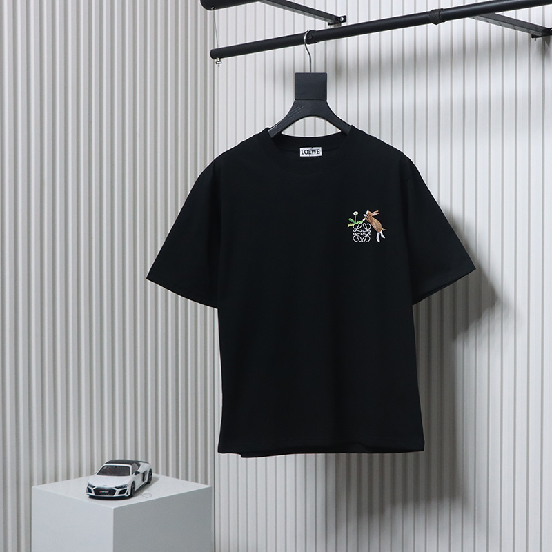 Loewe Suna Fujita co-branded rabbit embroidered short-sleeve black