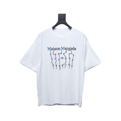 Maison Margiela Geometric Numbers Embroidery Short Sleeve T-Shirt White 01