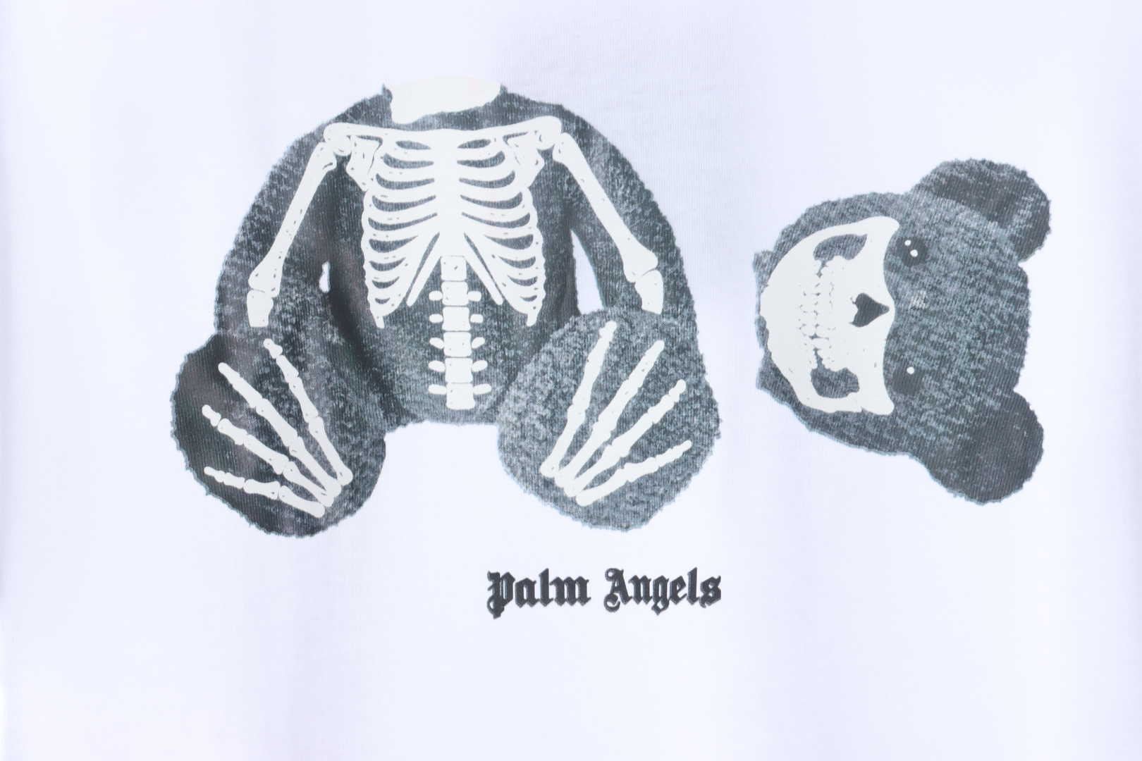 Palm Angels Transparent Broken Head Bear Print Short Sleeve White