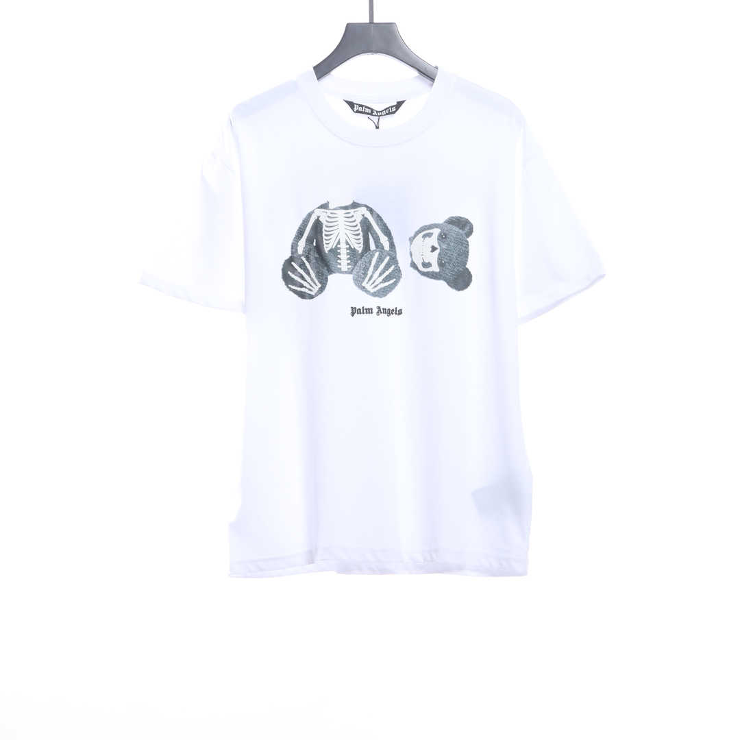 Palm Angels Transparent Broken Head Bear Print Short Sleeve White
