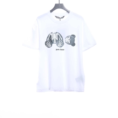Palm Angels Transparent Broken Head Bear Print Short Sleeve White 01