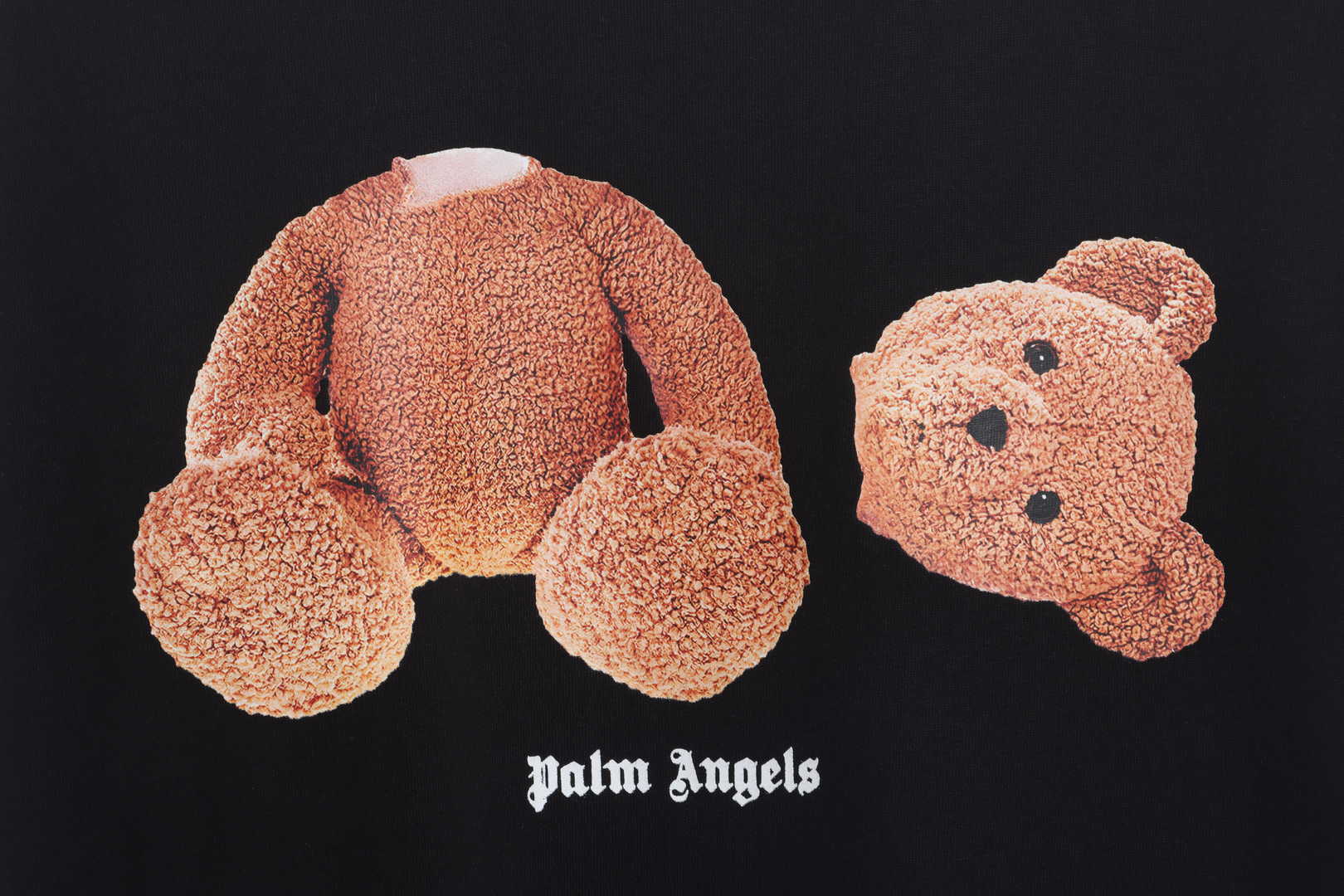 Palm Angels Yellow Broken Head Bear Print Short Sleeve black