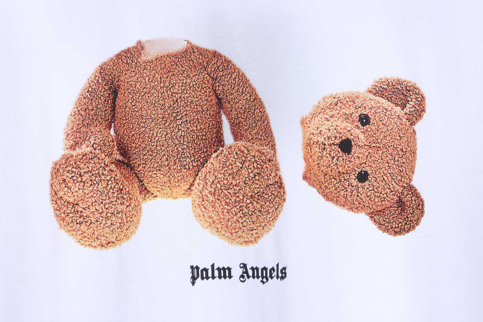 Palm Angels Yellow Broken Head Bear Print Short Sleeve White