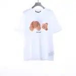 Palm Angels Yellow Broken Head Bear Print Short Sleeve White