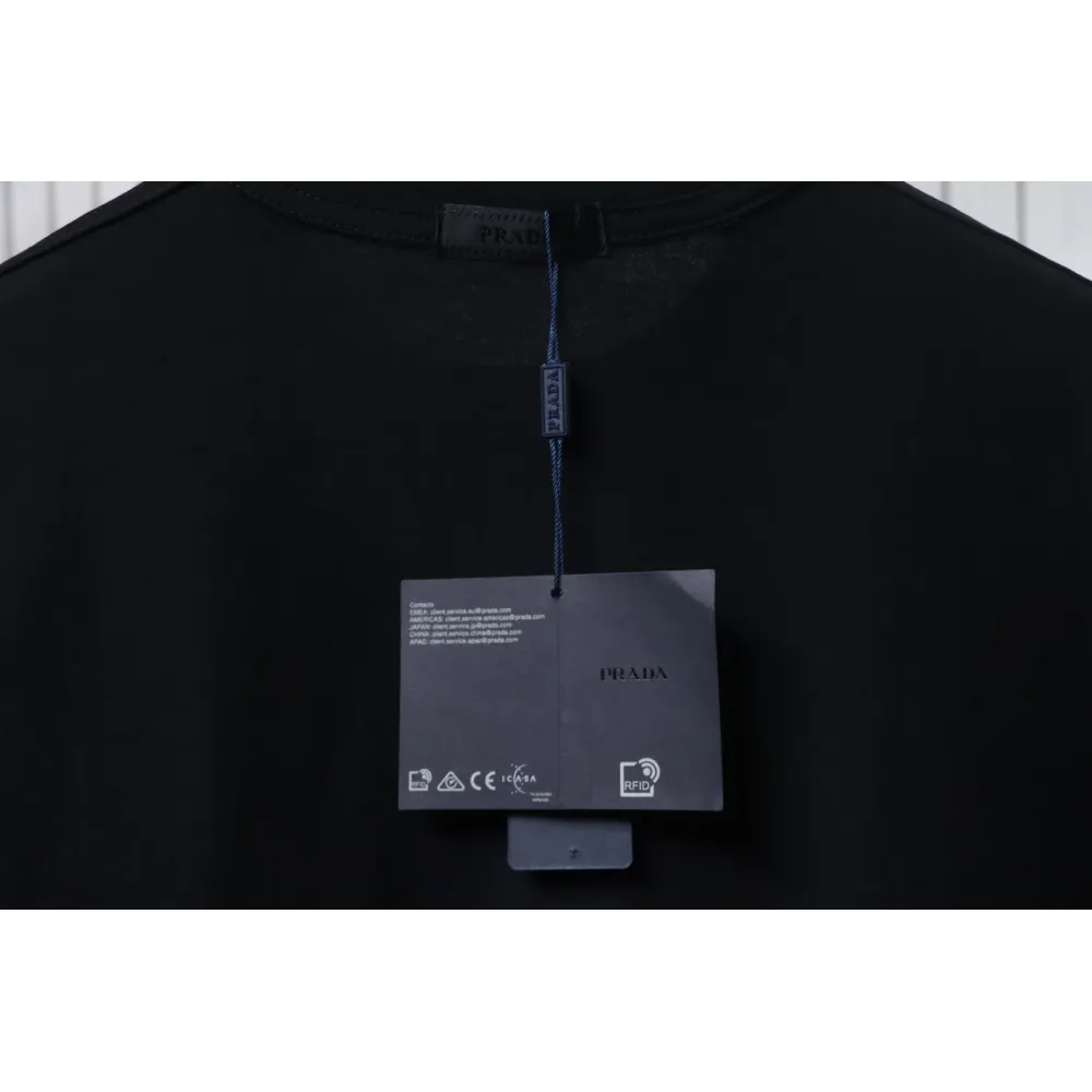 Prada 24ss Crown Medal Letter Embroidered Short Sleeve black