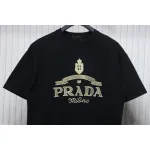 Prada 24ss Crown Medal Letter Embroidered Short Sleeve black