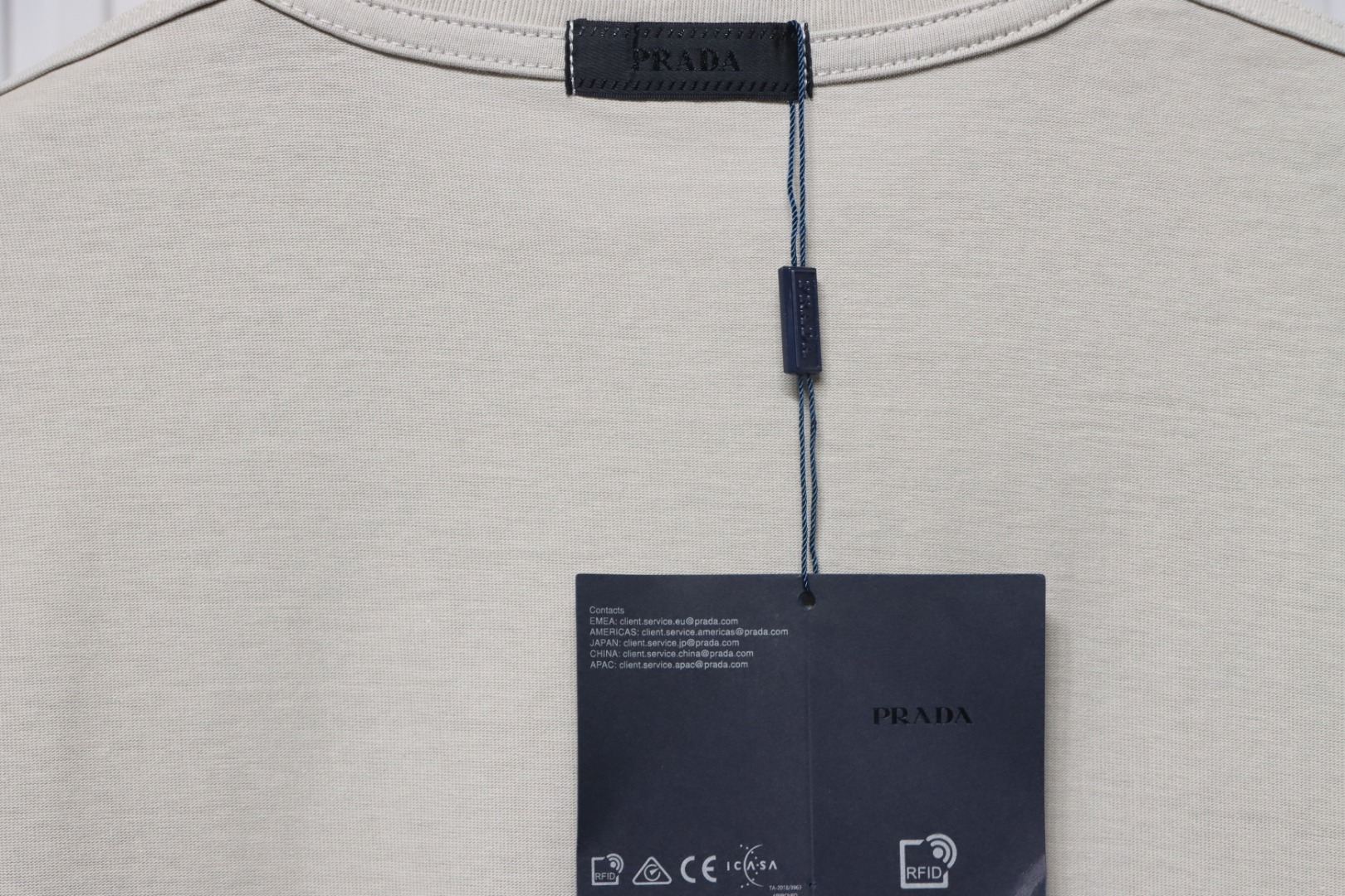 Prada 24ss Crown Medal Letter Embroidered Short Sleeve Gray Green