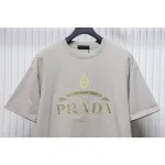 Prada 24ss Crown Medal Letter Embroidered Short Sleeve Gray Green
