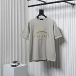 Prada 24ss Crown Medal Letter Embroidered Short Sleeve Gray Green