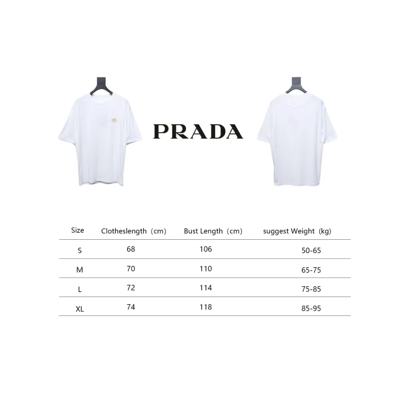 Prada 25ss chest embroidered patch logo short sleeve White