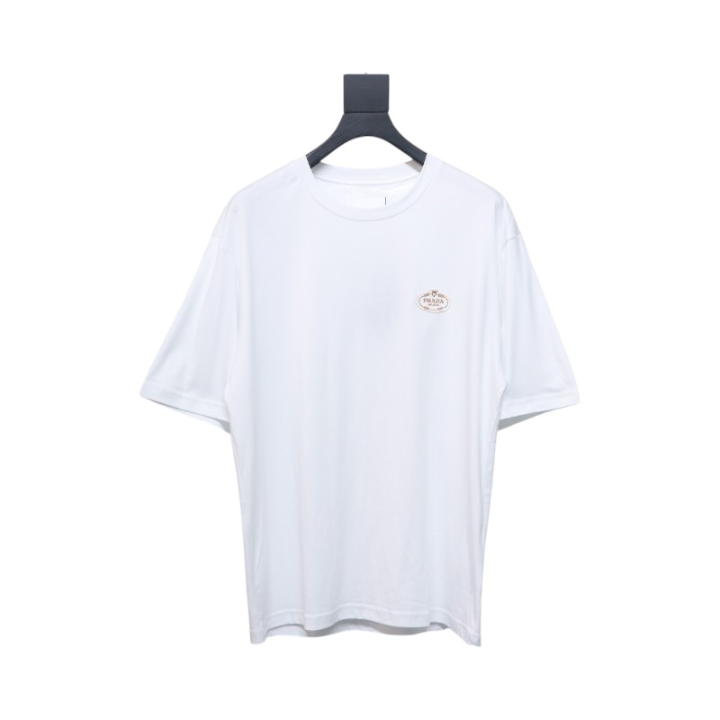 Prada 25ss chest embroidered patch logo short sleeve White
