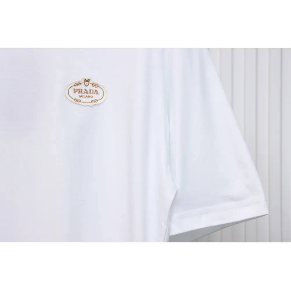 Prada 25ss chest embroidered patch logo short sleeve White