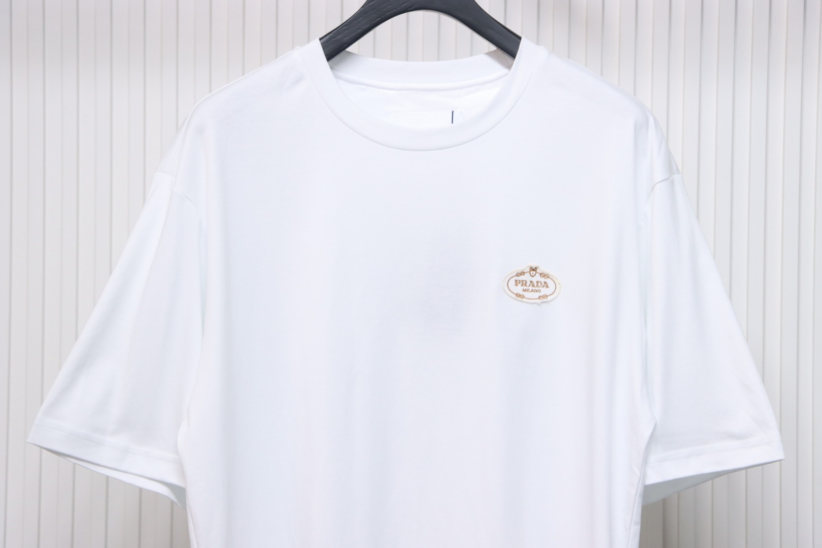 Prada 25ss chest embroidered patch logo short sleeve White