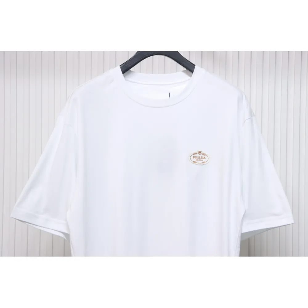 Prada 25ss chest embroidered patch logo short sleeve White