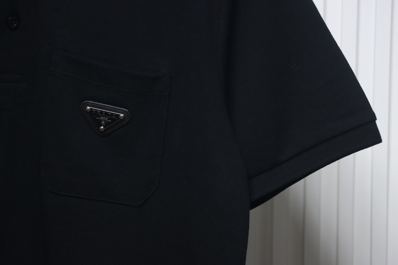 Prada New Chest Triangle Pocket Polo Short Sleeve black