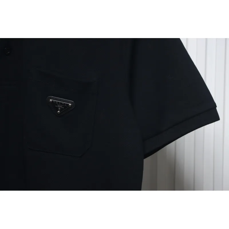 Prada New Chest Triangle Pocket Polo Short Sleeve black