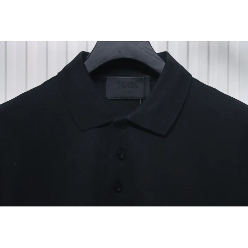 Prada New Chest Triangle Pocket Polo Short Sleeve black