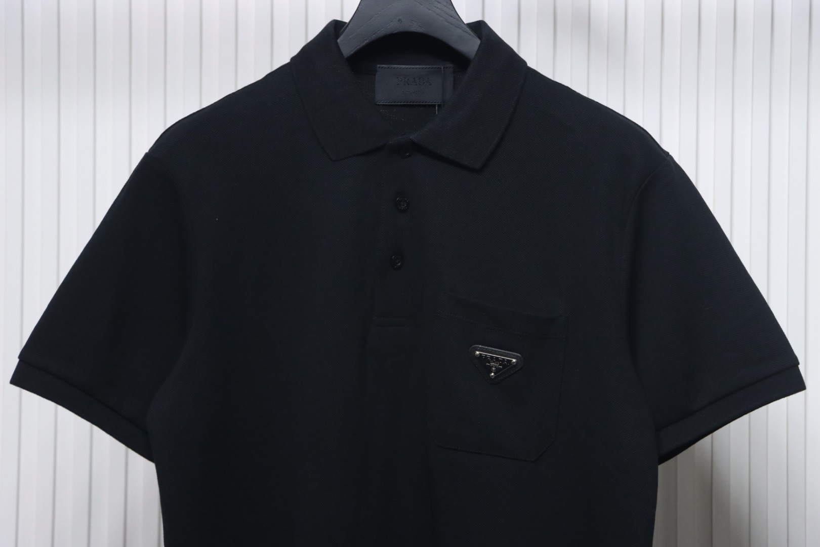 Prada New Chest Triangle Pocket Polo Short Sleeve black