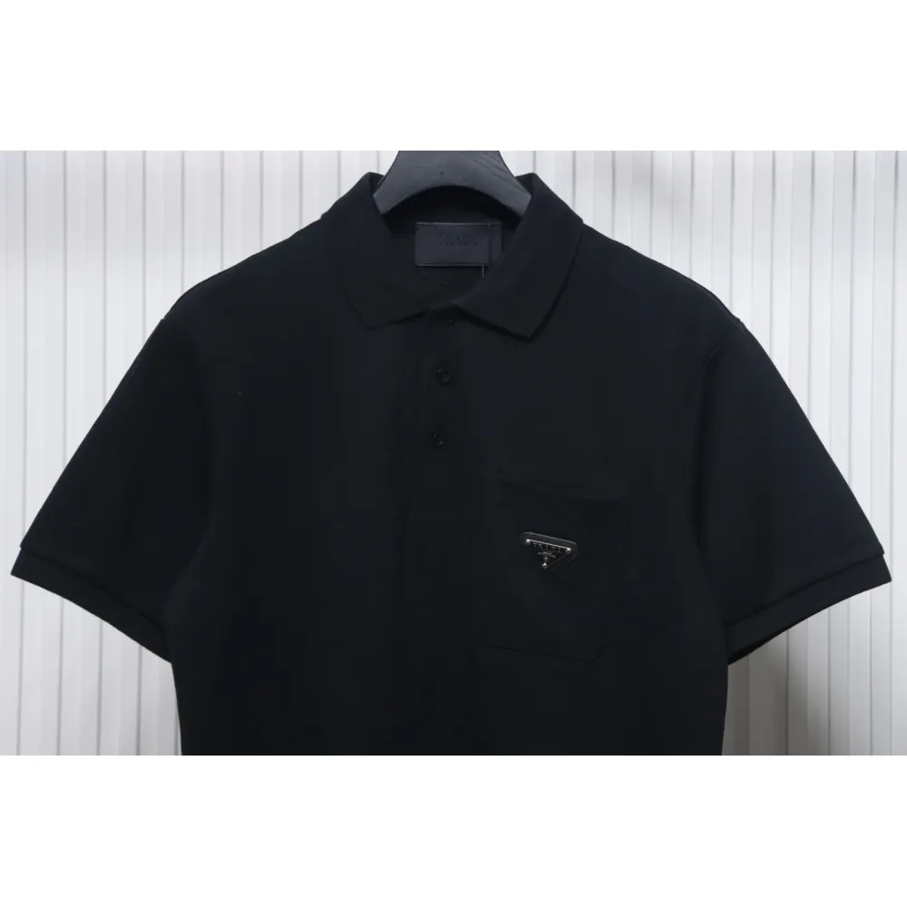 Prada New Chest Triangle Pocket Polo Short Sleeve black