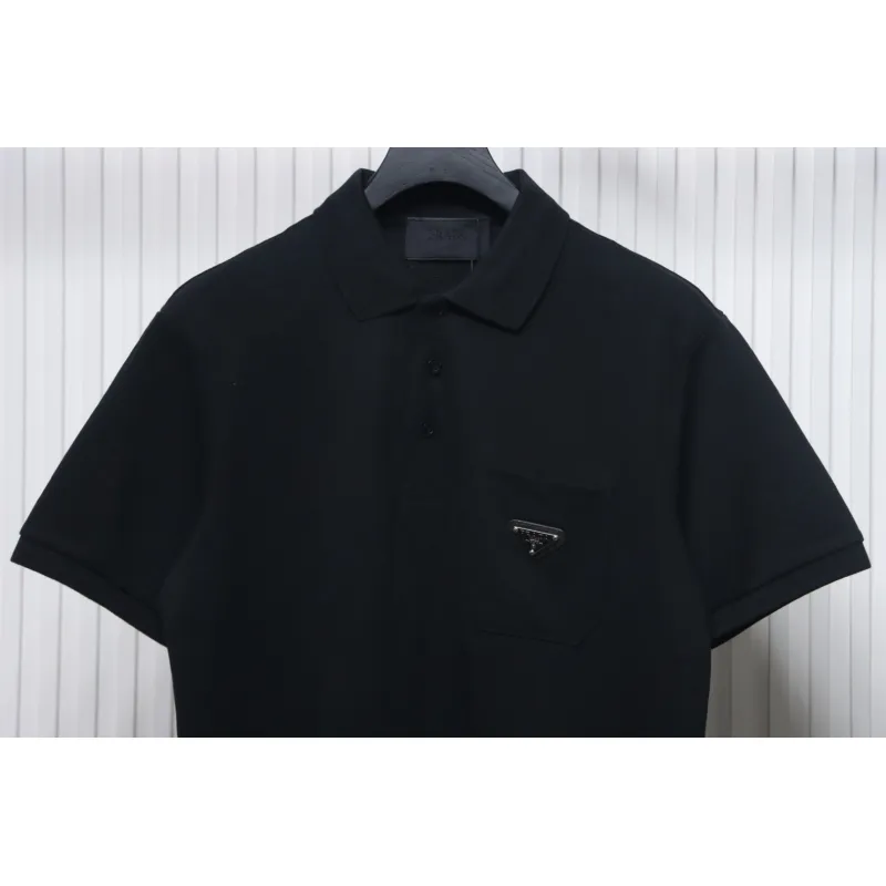 Prada New Chest Triangle Pocket Polo Short Sleeve black