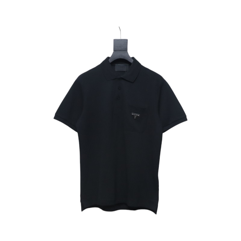 Prada New Chest Triangle Pocket Polo Short Sleeve black
