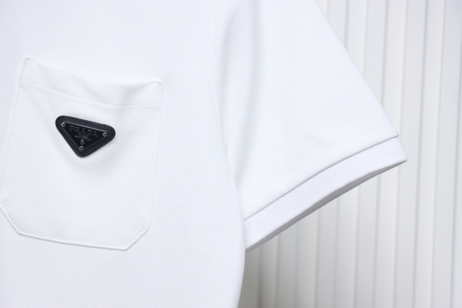 Prada New Chest Triangle Pocket Polo Short Sleeve White