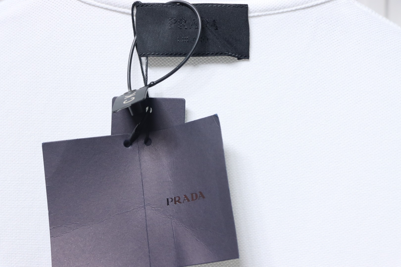 Prada New Chest Triangle Pocket Polo Short Sleeve White