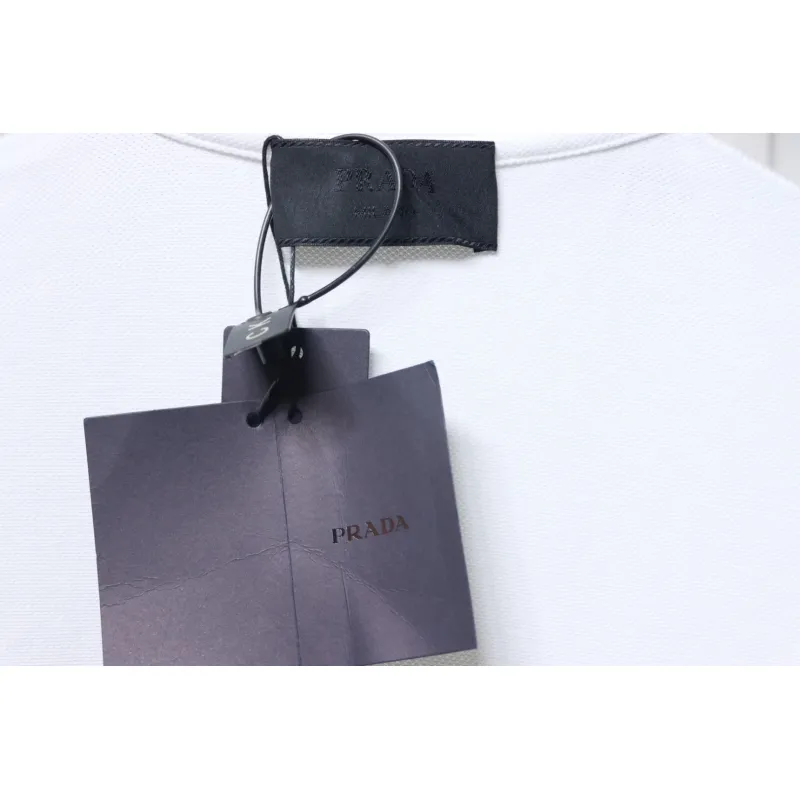 Prada New Chest Triangle Pocket Polo Short Sleeve White