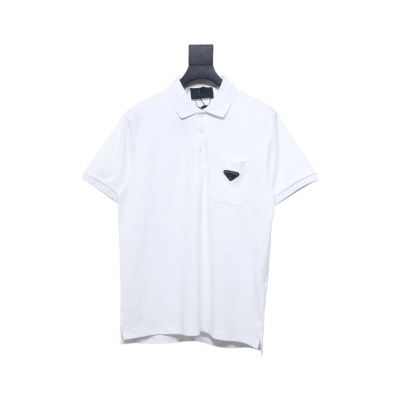 Prada New Chest Triangle Pocket Polo Short Sleeve White 01