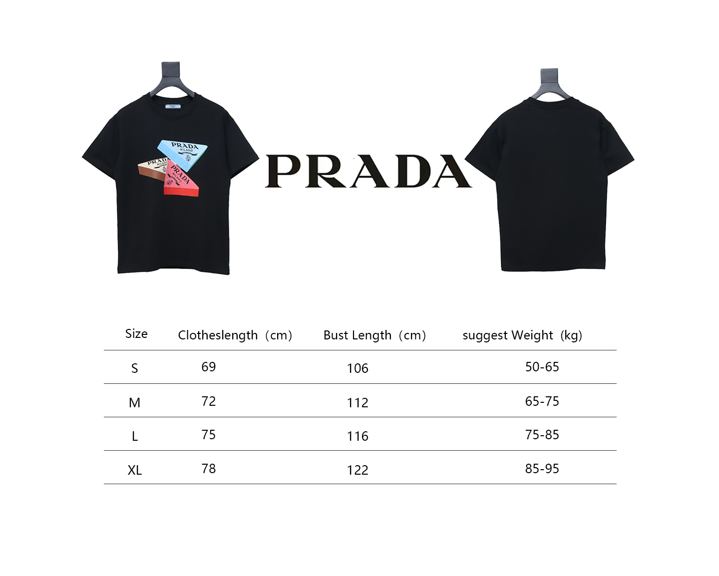 Prada PRD three-dimensional triangle logo short sleeve black