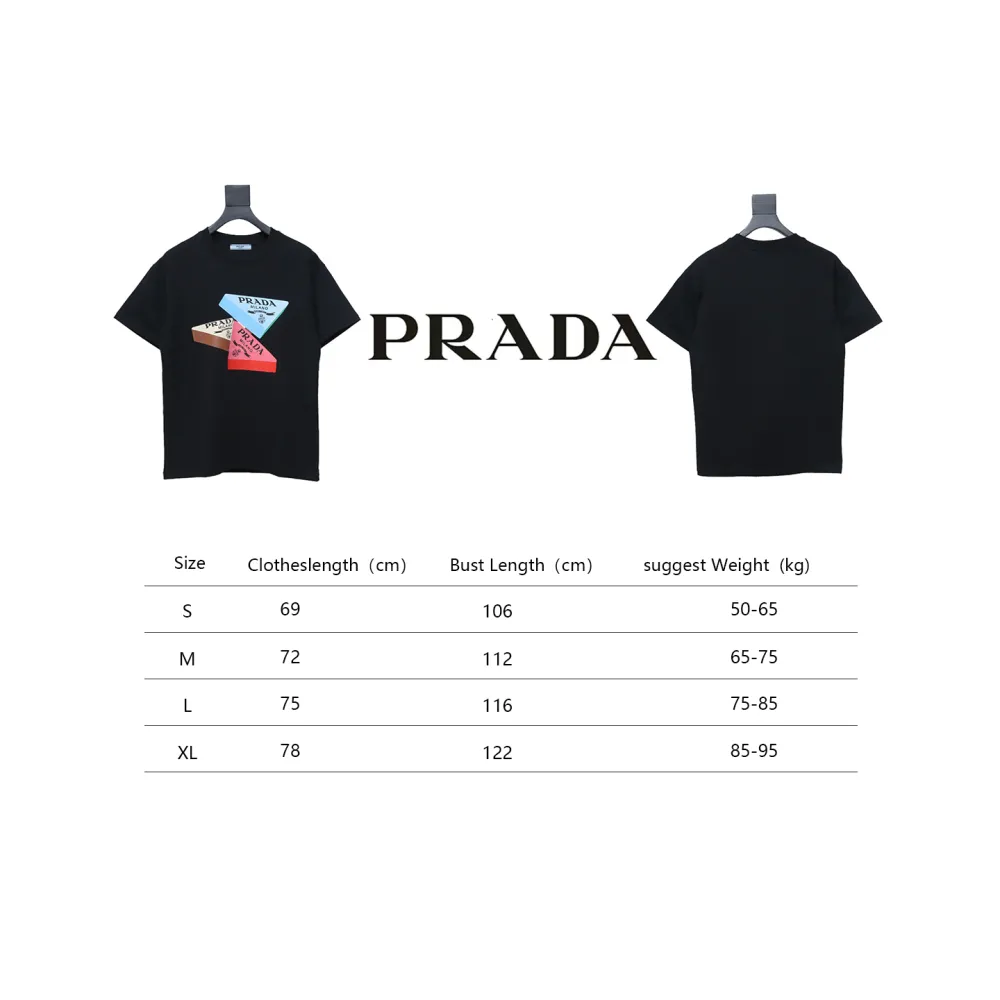 Prada PRD three-dimensional triangle logo short sleeve black