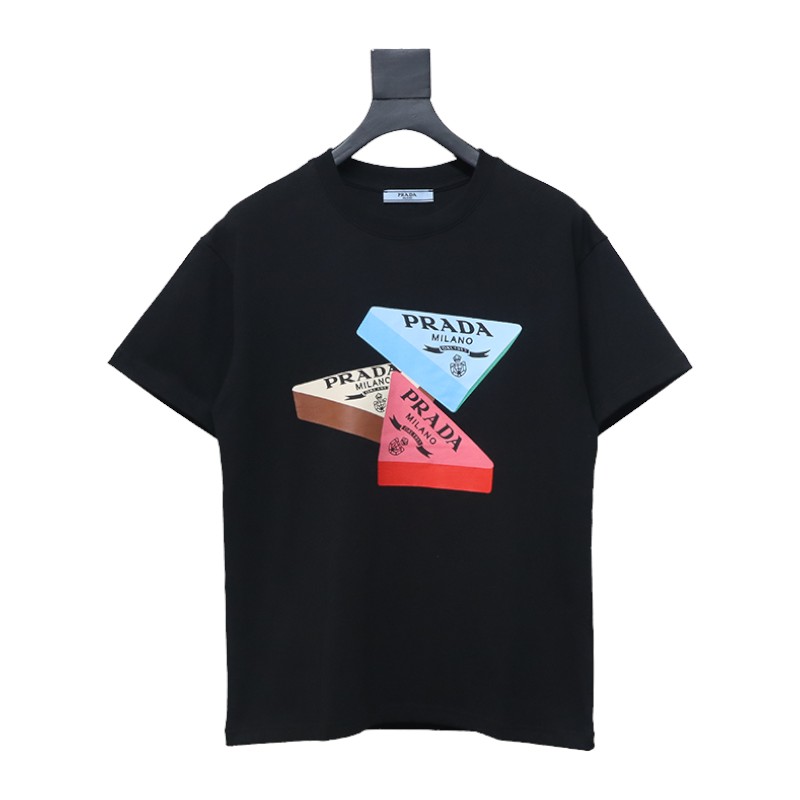 Prada PRD three-dimensional triangle logo short sleeve black