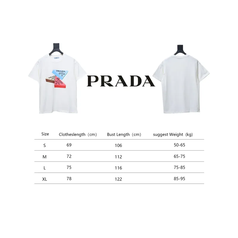 Prada PRD three-dimensional triangle logo short sleeve White